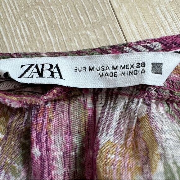 Zara Braided Belted Multicolor Button Up Dress Size M - Picture 5 of 7